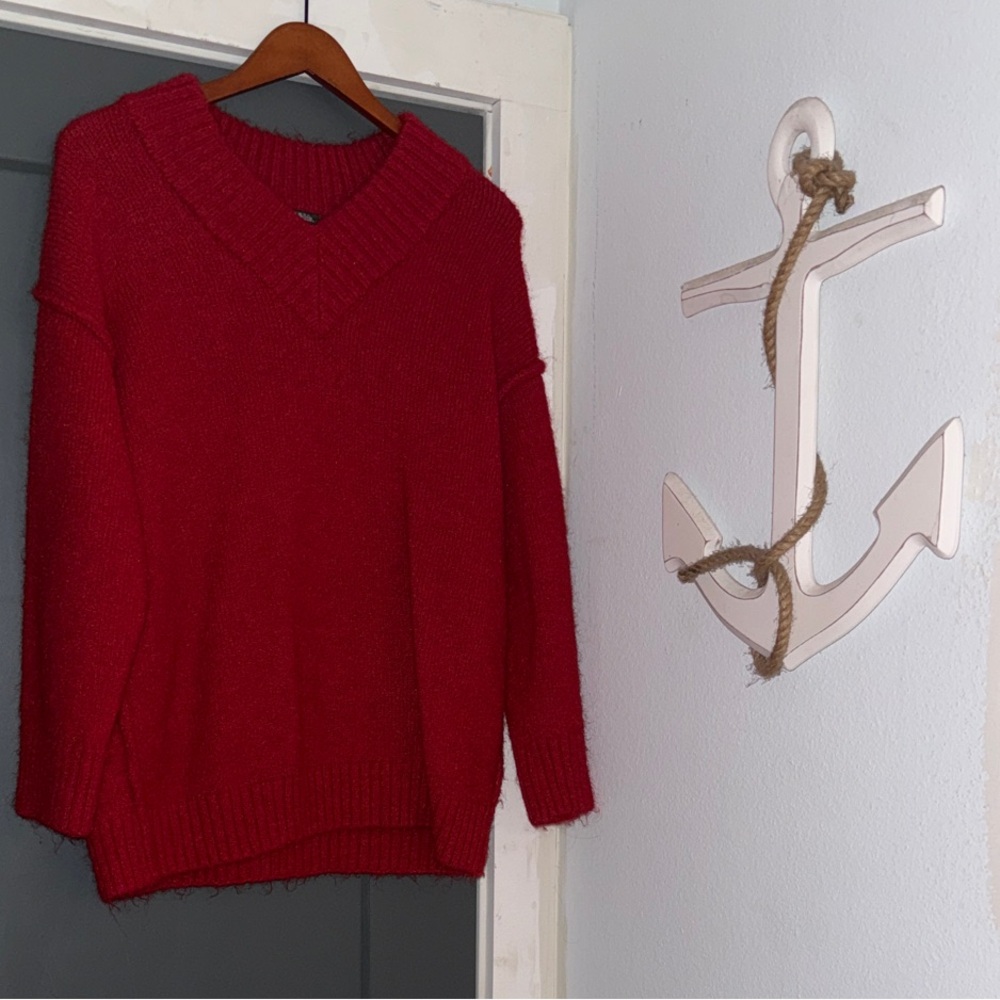 Wild Fable Deep Red V-Neck Sweater